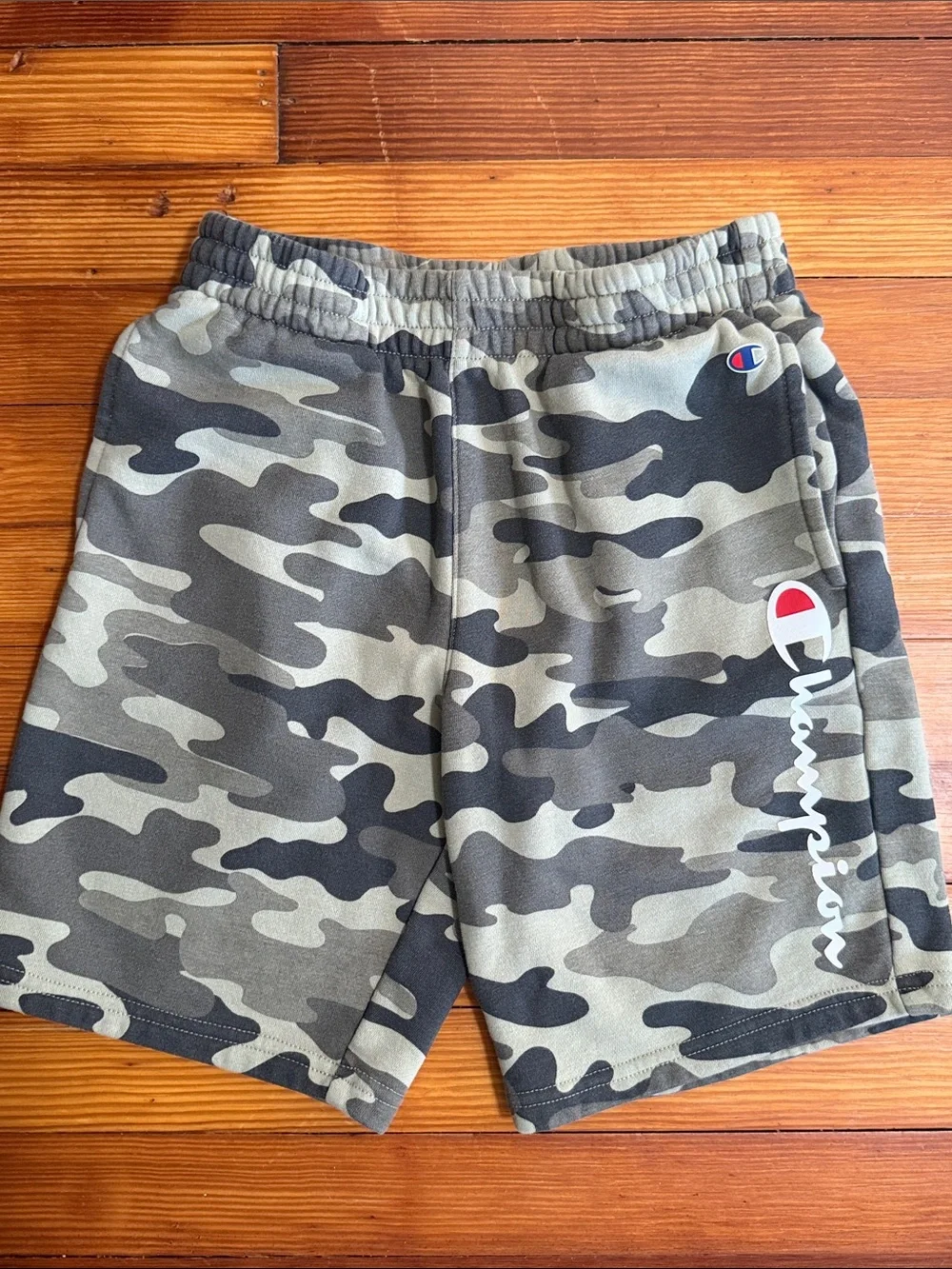 Champion Kids Camo Shorts in Olive and Dark Green